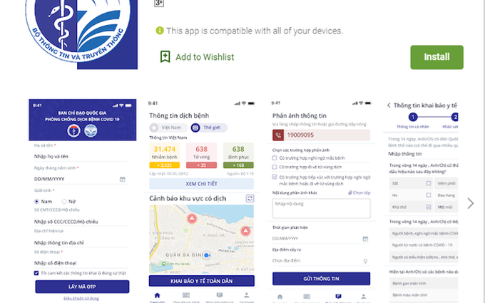 Ứng dụng khai báo y tế phòng chống COVID-19 đã ra mắt, tích hợp tính năng phản ánh các trường hợp nghi nhiễm tới cơ